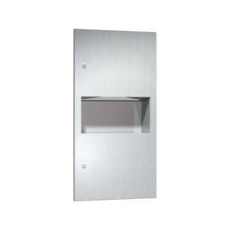 Combination Commercial Paper Towel Dispenser/Waste Receptacle, Recessed-Mounted, Stainless Steel ASI 64623