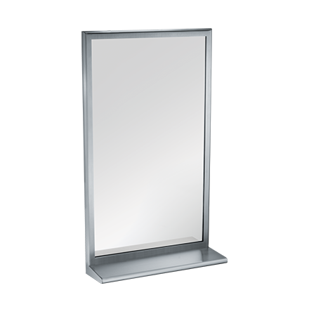 ASI 20655-1836 Roval™ - Mirror with Shelf - Stainless Steel, Inter-Lok Frame - Plate Glass 18"W X 36"H 
