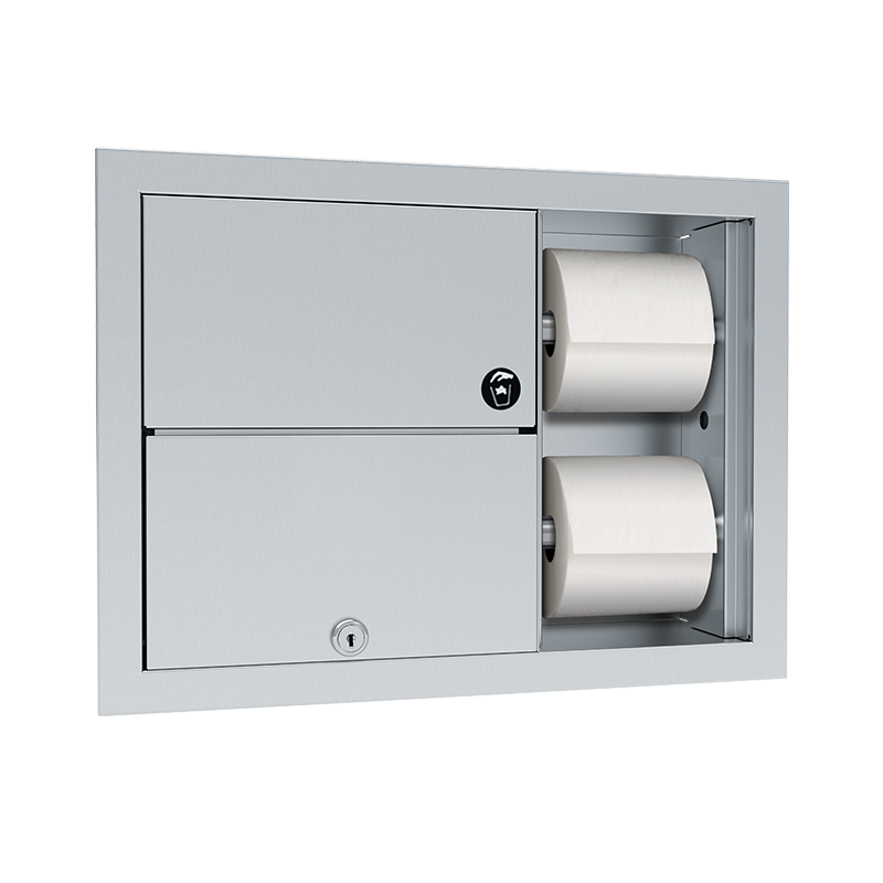ASI-04822 Recessed Restroom Combo - TP Dispenser, Napkin Disposal