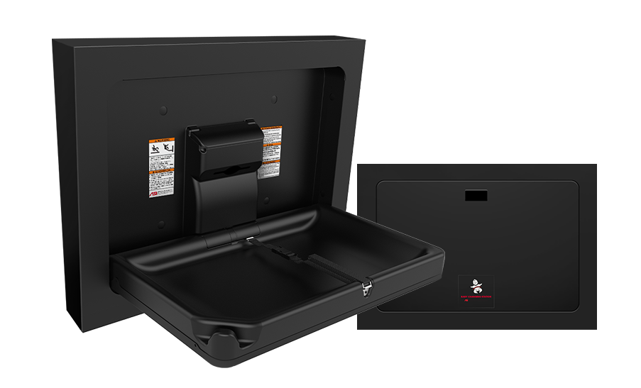 ASI 9018-9-41 Baby Changing Station - Matte Black - Horizontal-Stainless Steel - Surface Mounted