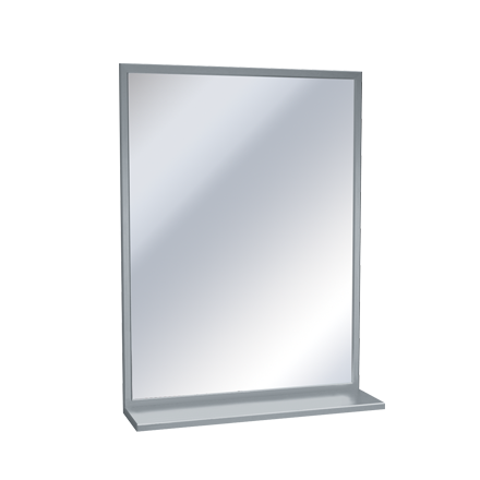 ASI 0605-1836 Mirror - Stainless Steel, Inter-Lok Angle Frame w/ Shelf - Plate Glass - 18"W X 36"H