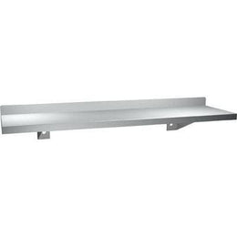 ASI 0694-60 Shelf w/ Backsplash - Stainless Steel - 5”D X 60”L - Surface Mounted