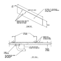 ASI 3922 Kit to Mount 2 Grab Bars Back-to-Back thru 1/2“ Thick Partitions, 1 Per Flange Pair