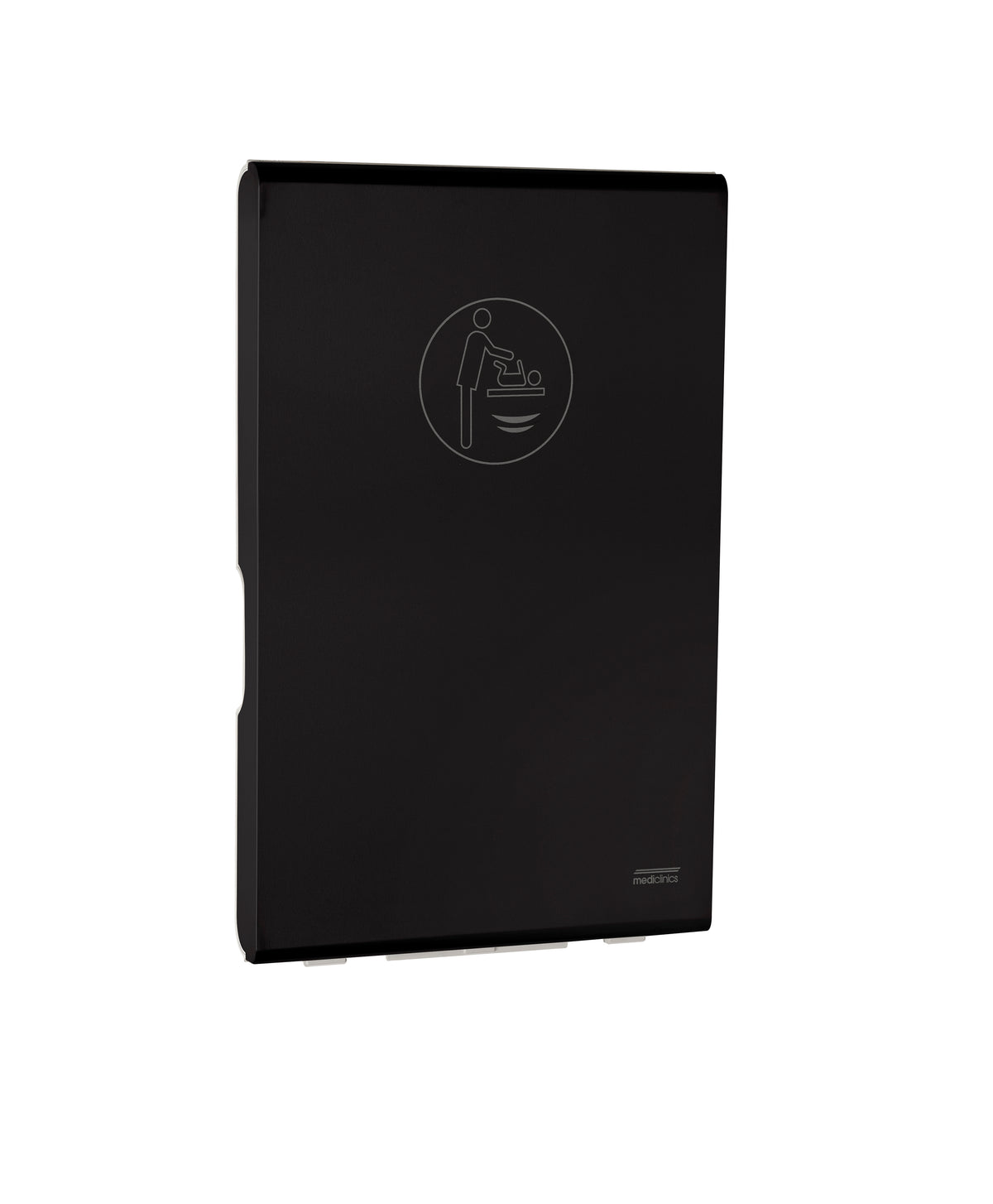 CP0016VCSB-I-ASTM Saniflow® Baby Changing Station - Matte Black Stainless Steel & White Vertical Surface-Mounted with Disinfecting Ionizer
