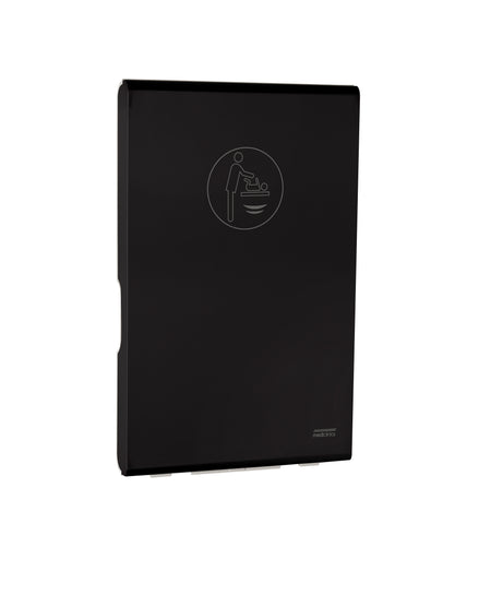 CP0016VCSB-I-ASTM Saniflow® Baby Changing Station - Matte Black Stainless Steel & White Vertical Surface-Mounted with Disinfecting Ionizer