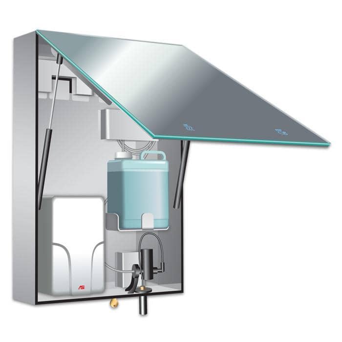 ASI 0663-2 Velare™ - Stainless Steel Mirror Cabinet - Frameless - Foam Soap Dispenser + High Speed Hand Dryer (208-220V) - Surface Mounted