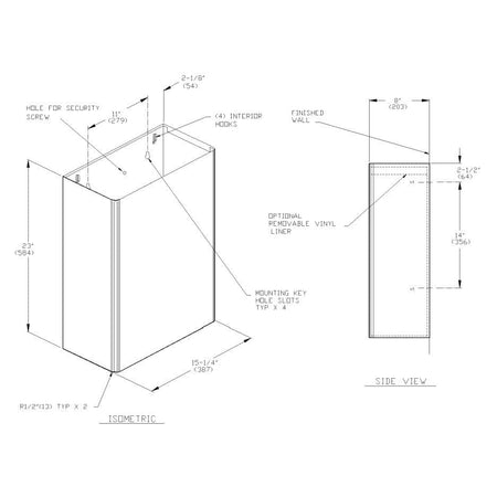 ASI 0826 Commercial Restroom Waste Receptacletabb12 GallontabbSurface-Mountedtabb15-1/4" W x 23 Htabb2-1/2" DtabbStainless Steel"