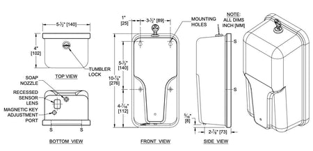 ASI 20364 Commercial Liquid Soap DispensertabbSurface-MountedtabbTouch-FreetabbStainless Steel - 34 Oz