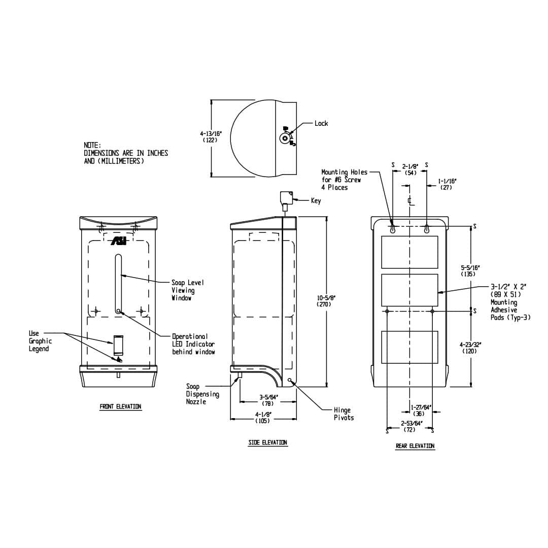 ASI 0362 Commercial Liquid Soap DispensertabbSurface-MountedtabbTouch-FreetabbStainless Steel - 30 Oz