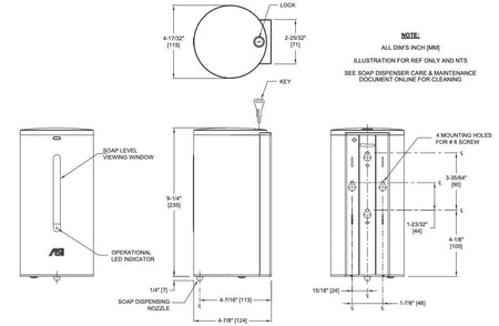 ASI 0360 Commercial Liquid Soap DispensertabbSurface-MountedtabbTouch-FreetabbStainless Steel - 35 Oz