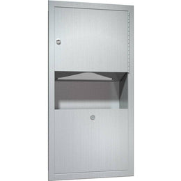 Combination Commercial Paper Towel Dispenser/Waste Receptacle, Semi-Recessed-Mounted, Stainless Steel ASI 0462-AD-2