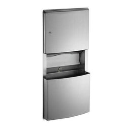 Combination Commercial Paper Towel Dispenser/Waste Receptacle, Roval-Recessed-Mounted, Stainless Steel ASI 204623