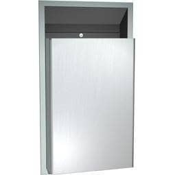 Commercial Restroom Waste Receptacle, 12 Gallon, Surface-Mounted, 17-1/4" W x 30-1/2 H, 4" D, Stainless Steel" ASI 0458-9