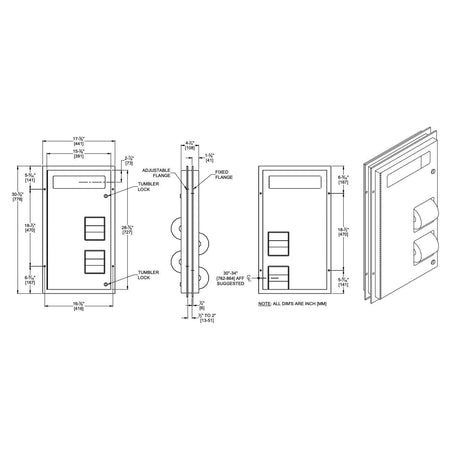 ASI 0484 Commercial Toilet Seat Cover & Paper Dispensertabb15-1/2" W x 28-7/8 H x 5-1/4" DtabbStainless Steel"