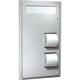 Commercial Toilet Seat Cover and Toilet Paper Dispenser w/ Collar, Recessed-Mounted, Stainless Steel ASI 0486