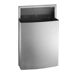 Commercial Restroom Waste Receptacle, 12 Gallon, Roval-Semi-Recessed-Mounted, 15-1/4" W x 23 H, 2-1/2" D, Stainless Steel" ASI 20458