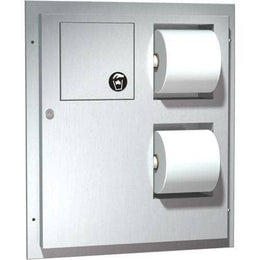Combination Commercial Toilet Paper Dispenser/Sanitary Napkin Disposal, Partition-Mounted, Stainless Steel ASI 04813-HC