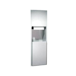 Combination Commercial Paper Towel Dispenser/Waste Receptacle, Recessed-Mounted, Stainless Steel ASI 04697