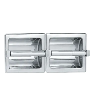 Commercial Toilet Paper Dispenser, Recessed-Mounted, Toilet Tissue Holder - Double - Bright Stainless Steel - Dry Wall