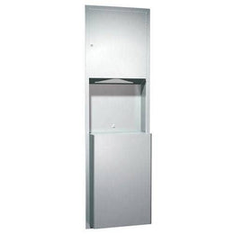 Combination Commercial Paper Towel Dispenser/Waste Receptacle, Semi-Recessed-Mounted, Stainless Steel ASI 0469-2