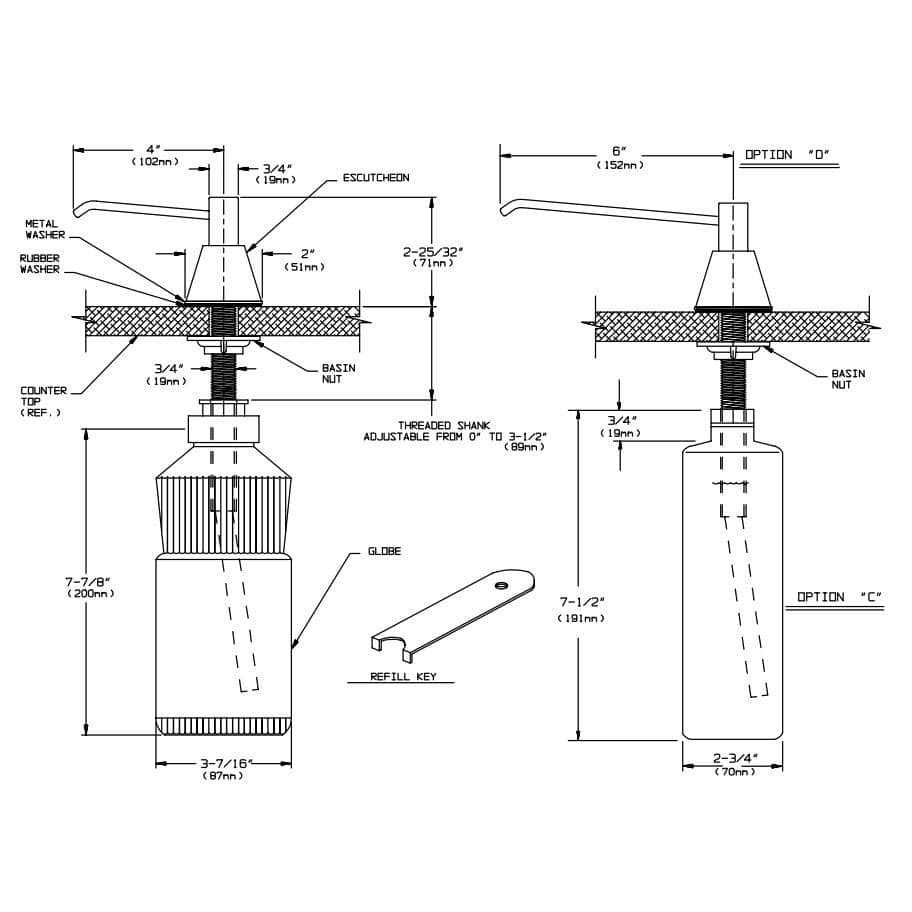 ASI 0332-D Commercial Foam Soap DispensertabbCountertop MountedtabbManual-PushtabbStainless Steel - 6" Spout Length