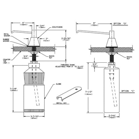 ASI 0332-D Commercial Foam Soap DispensertabbCountertop MountedtabbManual-PushtabbStainless Steel - 6" Spout Length