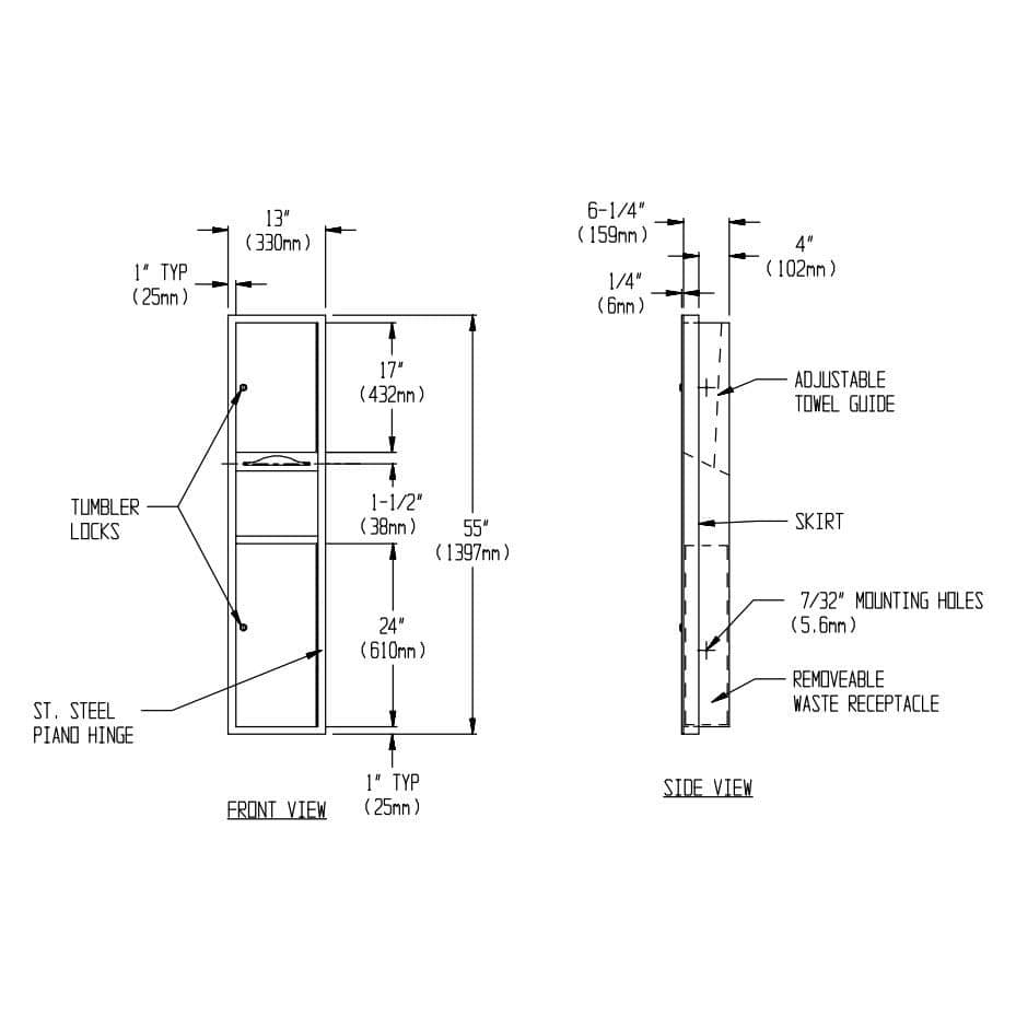 ASI 0467-2 Traditional™ - Paper Towel Dispensers Disp. & Waste