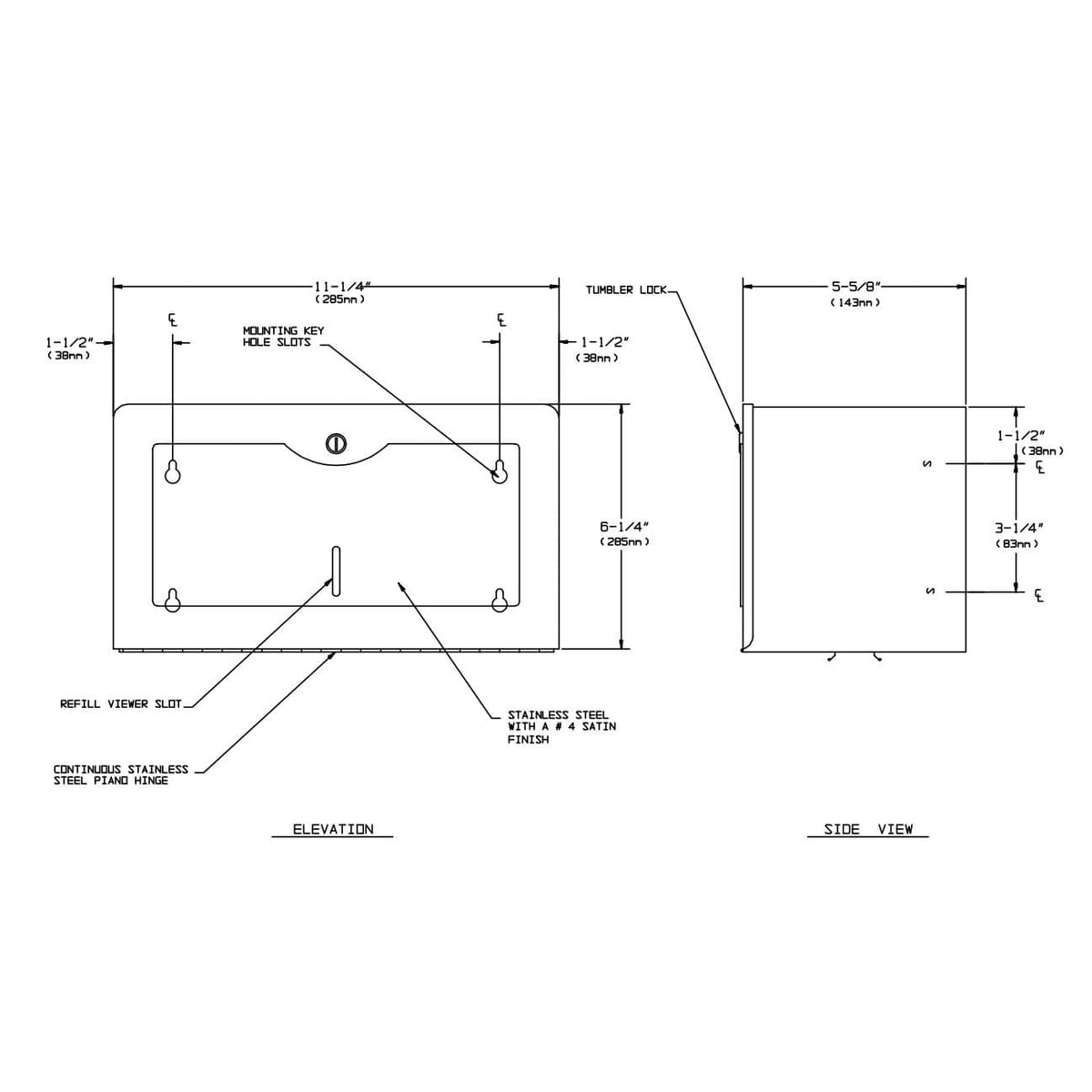 ASI 0245-SS Commercial Paper Towel DispensertabbSurface-MountedtabbStainless Steel
