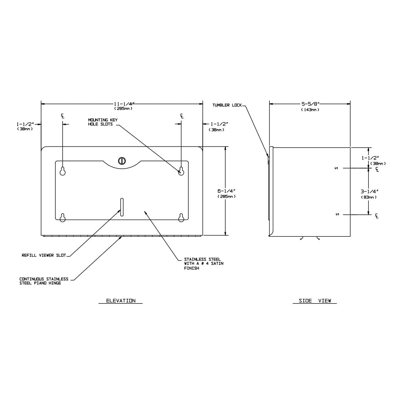 ASI 0245-SS Commercial Paper Towel DispensertabbSurface-MountedtabbStainless Steel