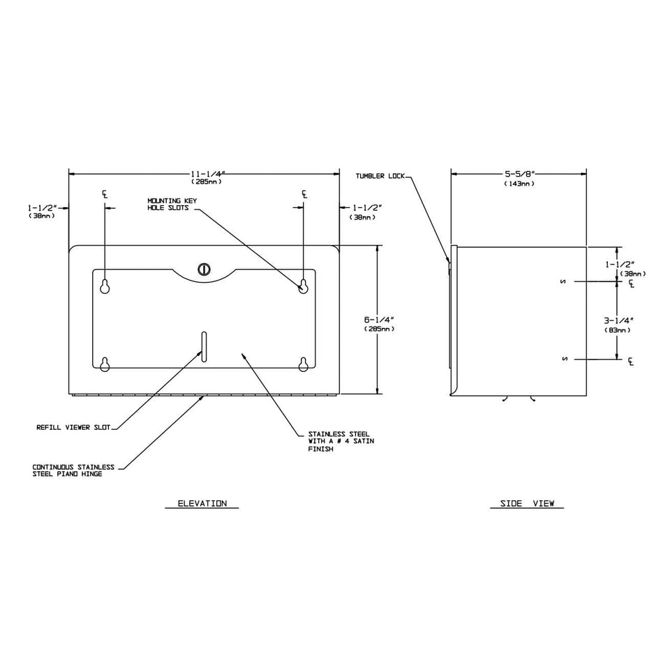 ASI 0245-SS Commercial Paper Towel DispensertabbSurface-MountedtabbStainless Steel