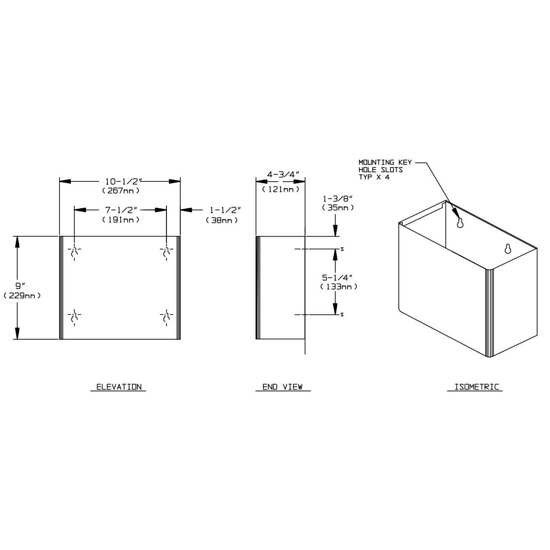 ASI 0827 Commercial Restroom Waste Receptacletabb2 GallontabbSurface-Mountedtabb10-1/2" W x 9 Htabb4-3/4" DtabbStainless Steel"