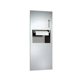 Combination Commercial Paper Towel Dispenser/Waste Receptacle, Recessed-Mounted, Stainless Steel ASI 64696
