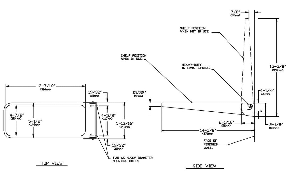 ASI 0698 Commercial Restroom Utility Shelftabb5-3/16"W x 12-7/16 LtabbSurface-MountedtabbStainless Steel"