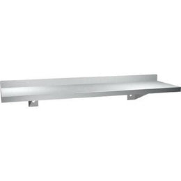 Commercial Shelf w/ Backsplash, 5" D x 12 L, Stainless Steel w/ Satin Finish" ASI 0694-48