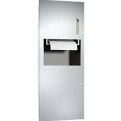 Combination Commercial Paper Towel Dispenser/Waste Receptacle, Semi-Recessed-Mounted, Stainless Steel ASI 64696-6