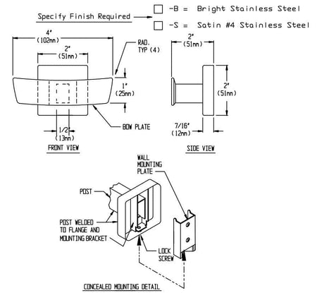 ASI 7345-S Commercial Restroom Double Robe HooktabbStainless Steel w/ Satin Finish