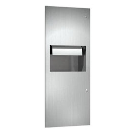 Combination Commercial Paper Towel Dispenser/Waste Receptacle, Semi-Recessed-Mounted, Stainless Steel ASI 64696A-6