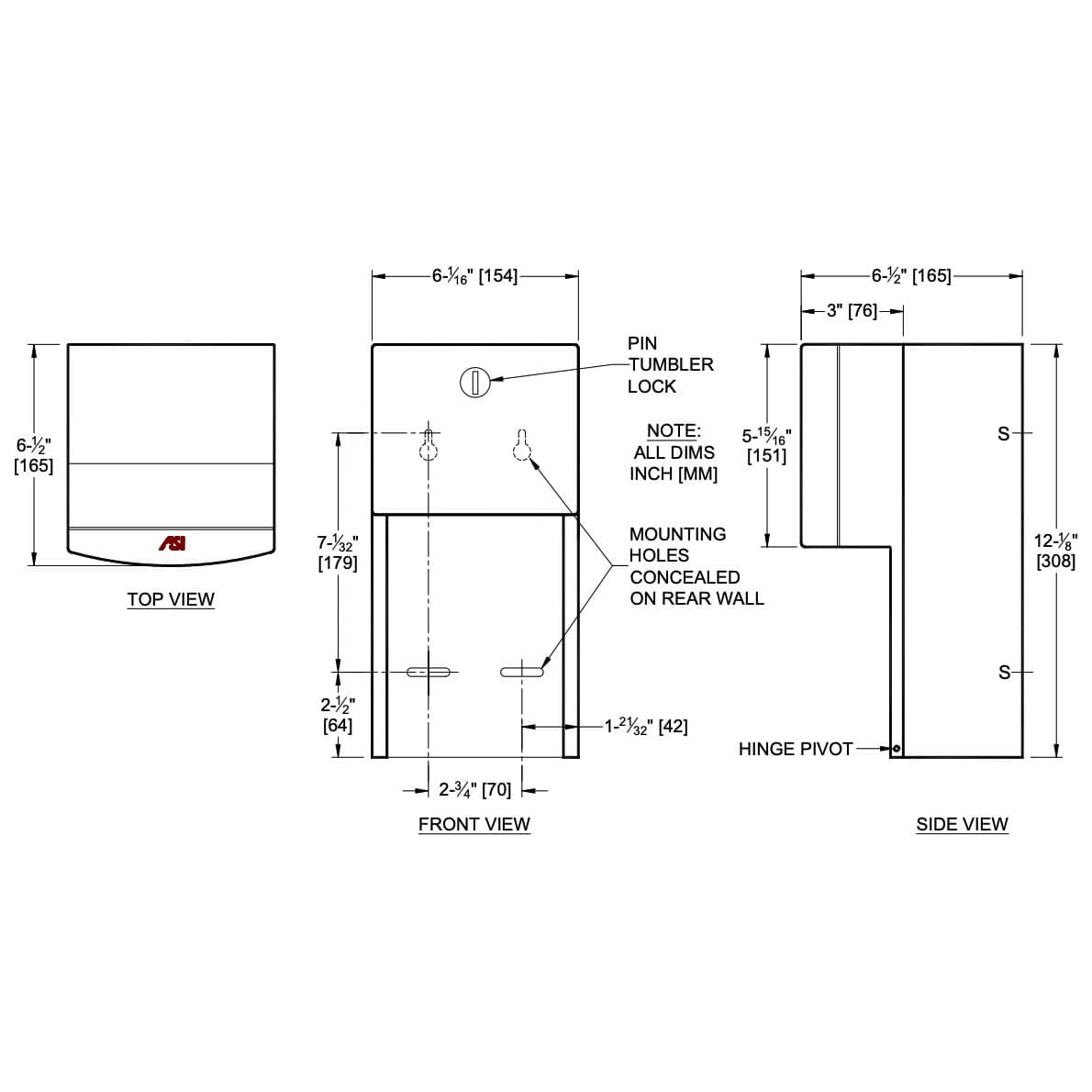 ASI 20030 Commercial Toilet Paper DispensertabbRoval-Surface-MountedtabbStainless Steel w/ Satin Finish