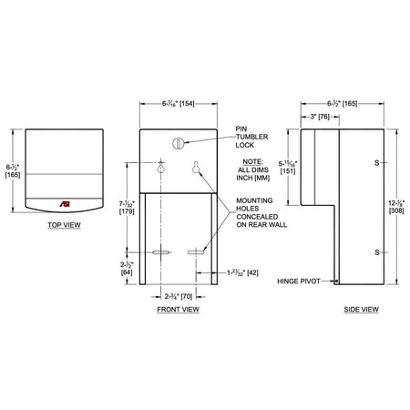 ASI 20030 Commercial Toilet Paper DispensertabbRoval-Surface-MountedtabbStainless Steel w/ Satin Finish