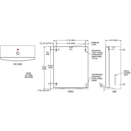 ASI 20210 Commercial Paper Towel DispensertabbRoval-Surface-MountedtabbStainless Steel