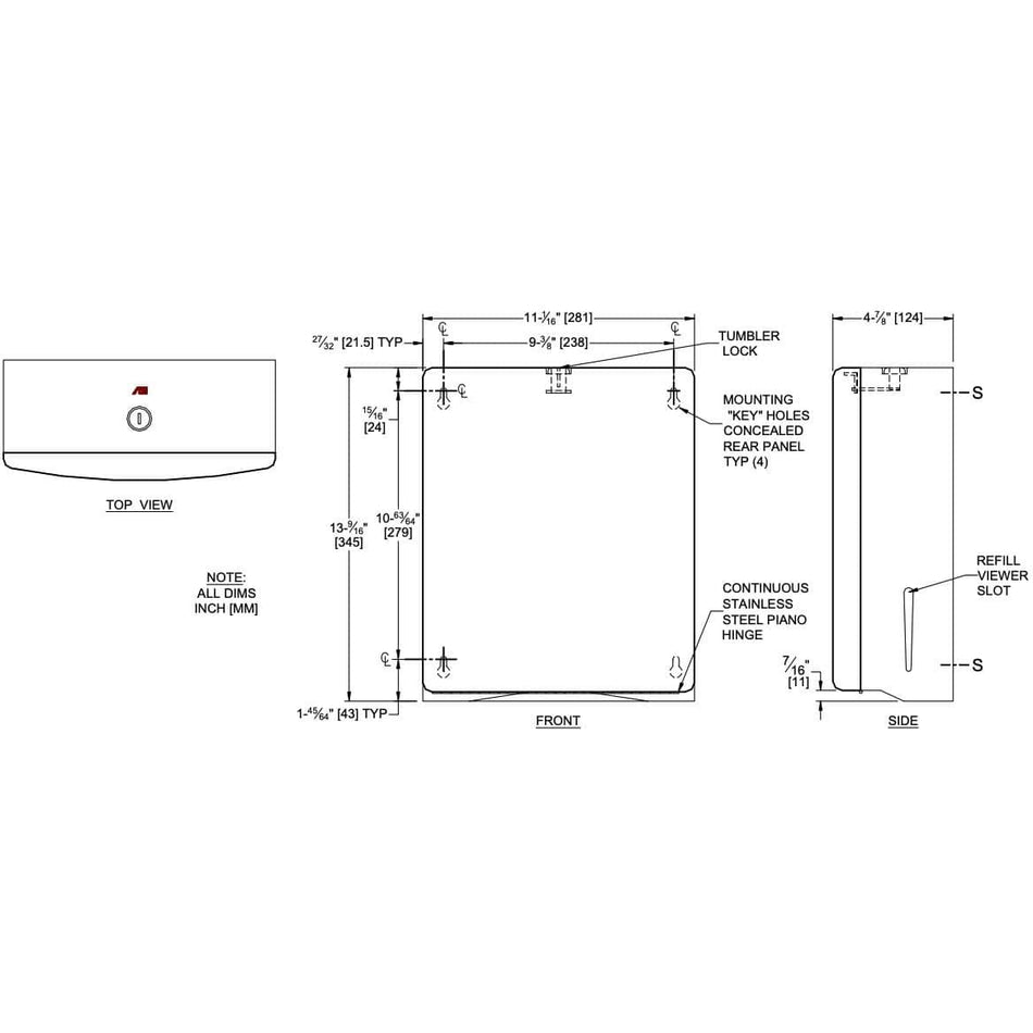 ASI 20210 Commercial Paper Towel DispensertabbRoval-Surface-MountedtabbStainless Steel
