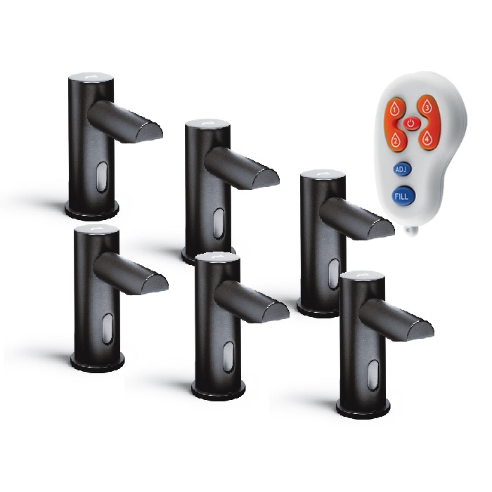 EZ FILL FOAM MULTIFEED SOAP DISPENSER HEAD-PLUG IN W/REMOTE 6-PACK - MATTE BLACK ASI 0393-6-3AC-41