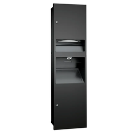 3 in 1 TOWEL DISPENSER WASTE RECEPTACLE WITH PROVISION FOR DRYER-MATTE BLACK POWDER COATED ASI 64672-41PC