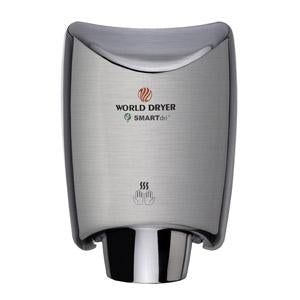 World Dryer SMARTdri K-971P Plus Automatic Hand Dryer Single Port Aluminum Brushed Chrome Finish
