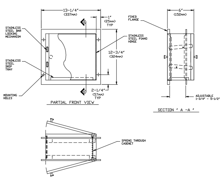 ASI 8154 Commercial Specimen Cabinettabb13-1/4" W x 12-3/4 H x 6" DtabbRecessed-MountedtabbStainless Steel w Satin Finish"