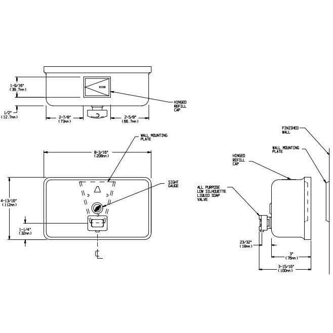 ASI 0345 Commercial Liquid Soap DispensertabbSurface-MountedtabbManual-PushtabbStainless Steel - 40 Oz