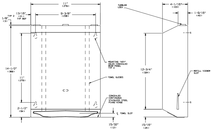 ASI 0210 Commercial Paper Towel DispensertabbSurface-MountedtabbStainless Steel