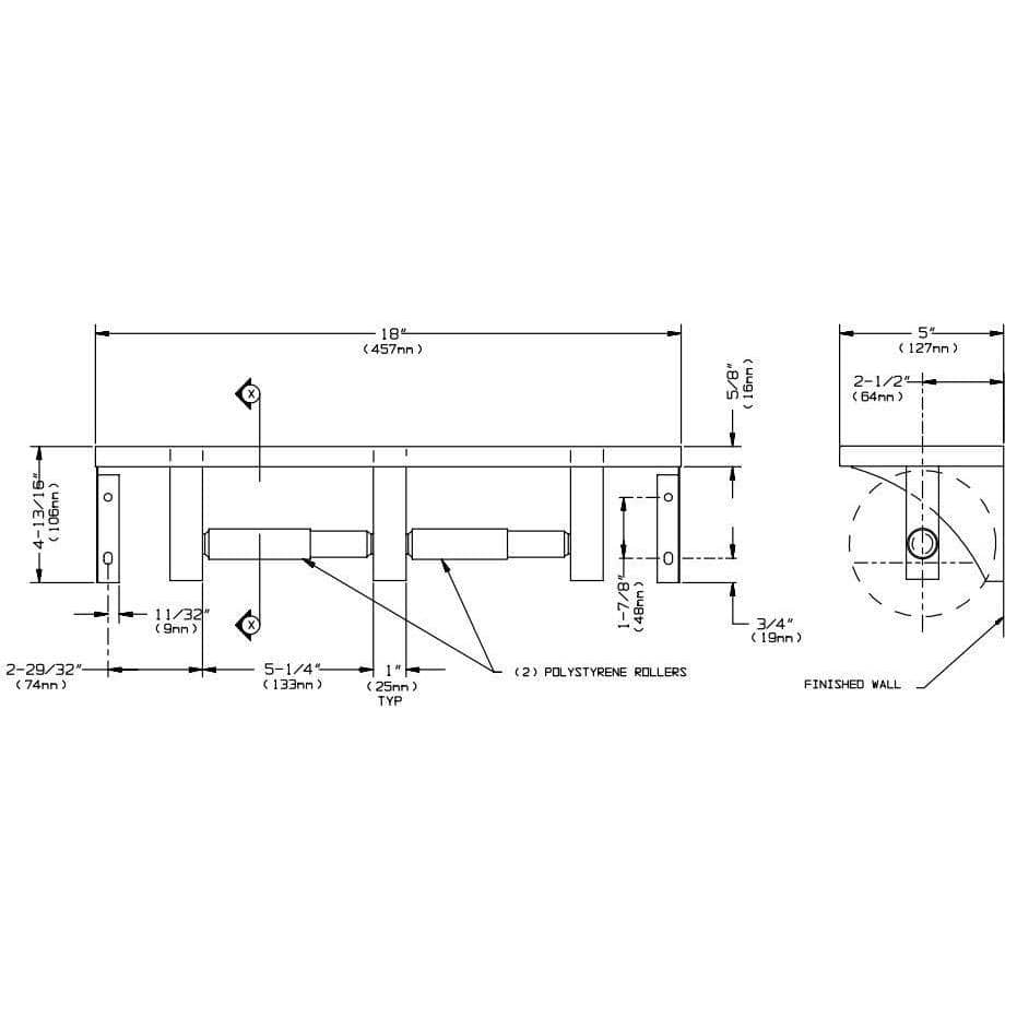ASI 0697-GAL Commercial Toilet Paper Dispenser/Shelftabb5" W x 18 LtabbWall-MountedtabbStainless Steel w/ Satin Finish"