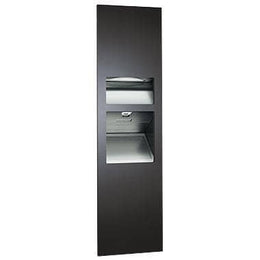 ASI 64672-1-41 Piatto™ - Fully Recessed 3-in-1 Paper Disp. & Waste Receptacle + High-Speed Hand Dryers -  (110-120V) - Matte Black Phenolic Door