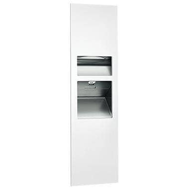 ASI 64672-2-00 Piatto™ - Fully Recessed 3-in-1 Paper Disp. & Waste Receptacle + High-Speed Hand Dryers - (208-240V) - White Phenolic Door
